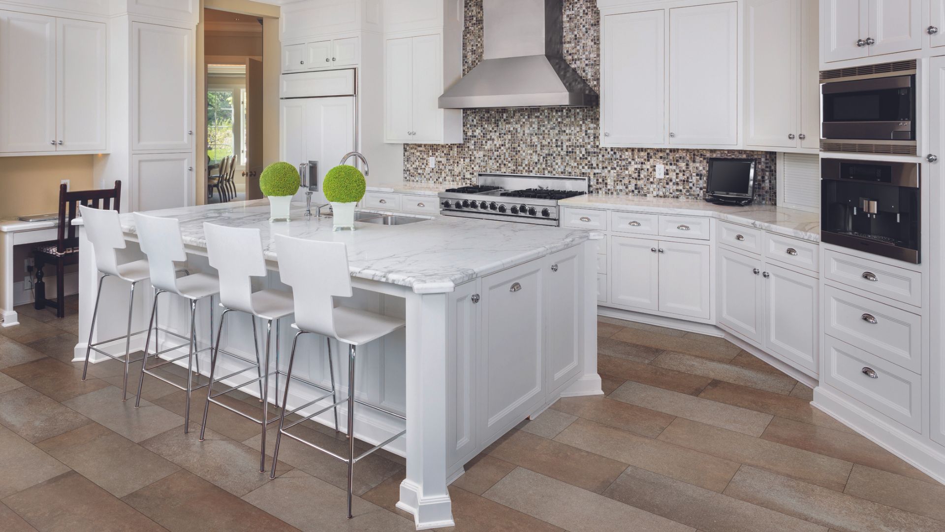 White cabinets in a remodeled kitchen.